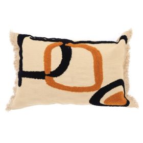 Handcrafted Tufted Cotton Slub Lumbar Pillow