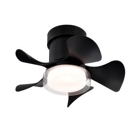 21'' Low Noise Matte Black Abs Blade Remote Ceiling Fan With Led Light For Kitchen Bedroom Dining Room Toilet Patio Matt Black