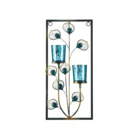 Butterfly Iron Ornament with Glass Leaves Wind Chime - Decorative Garden Hanging Decor