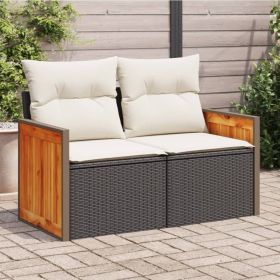 Garden Sofa Black PE rattan 2-seater Modular Garden Sofa