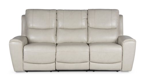 Contemporary Leather Collection - Power Leg Rest, Articulating Headrest - USB Charging, Home Button - Ivory Dual Reclining Sofa